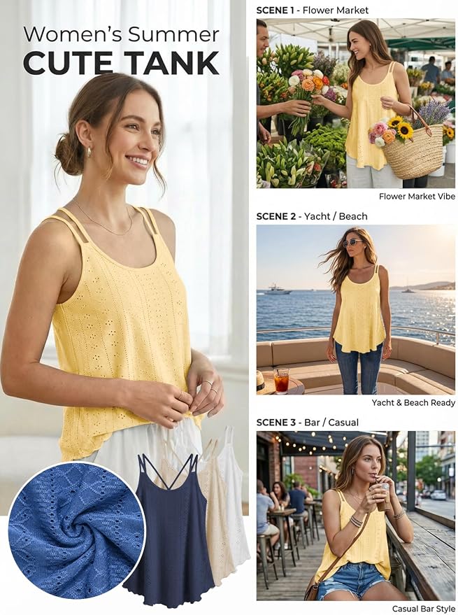 ATHMILE Women's Tank Tops Sleeveless Summer Top Spaghetti Strap Spring Shirt Loose Fit Beach Vacation 2026 Casual - Image 4