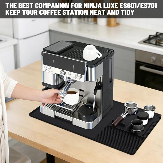 Silicone Coffee Mat Compatible with Ninja Luxe Espresso Coffee Machine ES601/ES701 & Most Home Espresso Machines - 23"x15" Anti-Slip Heat-Resistant - Maker Bar | Tamping Mat | Top Mat (3-in-1) - Image 2