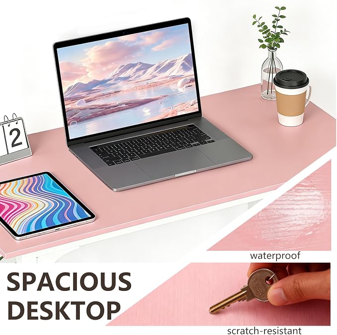 BestOffice Computer Desk,Home Office Desk, Modern Simple Style for Home Office Study Writing (Pink, 32 Inch) - Image 4
