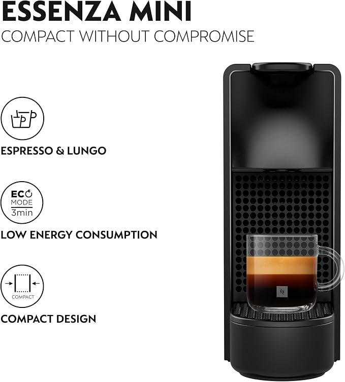 Nespresso Essenza Mini Espresso Machine by Breville, Piano Black - Image 4