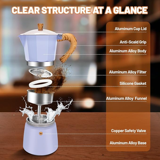 9 Cup Aluminum Espresso Stovetop Moka Pot Express Coffee Maker Percolator Italian Classic Mocha Coffee Machine for Italian and Cuban Cafe Brewing for Home & Camping 450ml 15oz - Image 3