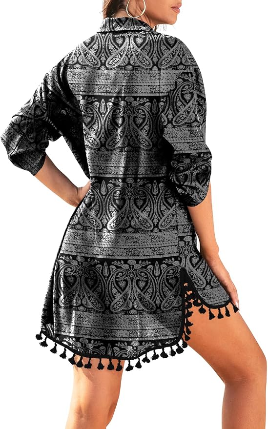 Yincro Women Swimsuit Cover Up Shirt 2026 Tassel Beach Bathing Suit for Swimwear Bikini Dress - Image 2