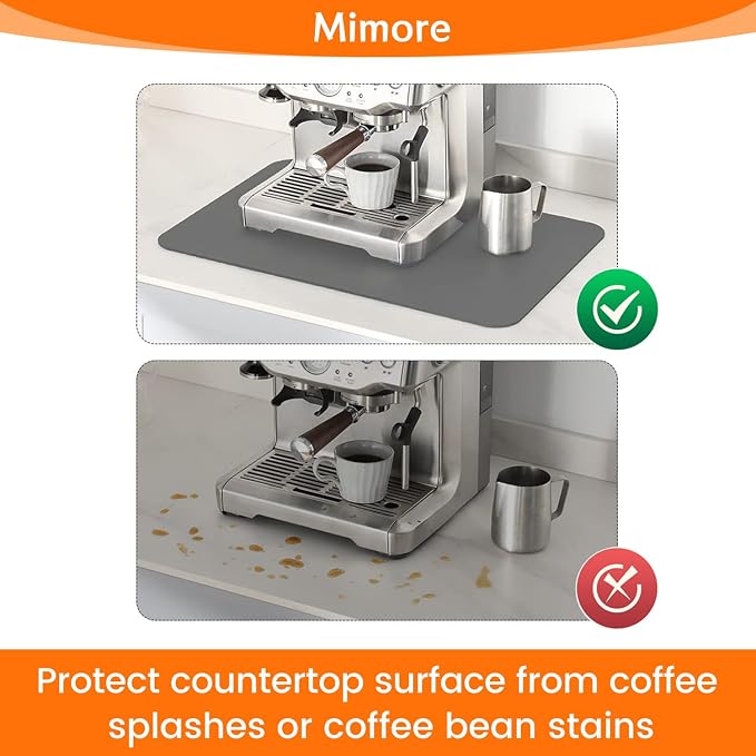 Mimore Coffee Mat - 16x24 Inch Coffee Bar Mat for Countertop - Absorbent, Hides Stains, Rubber Backed - CoffeeBar Accessories Dish Drying Mat Fit Under CoffeeMaker Espresso Machine - Image 4