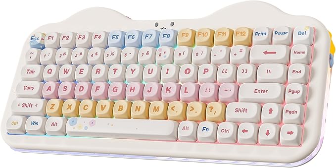 YUNZII C75 Cute 75% Wireless Mechanical Keyboard (Beige, Candy Switch) | Creamy Cake Keyboard, BT5.0/2.4G/USB-C, Hot-Swap, NKRO, PBT MOA Keycaps,5500mAh RGB Gasket Mount for Mac/Win/Gaming/Office by YUNZIIMECHANICALKEYBOARD