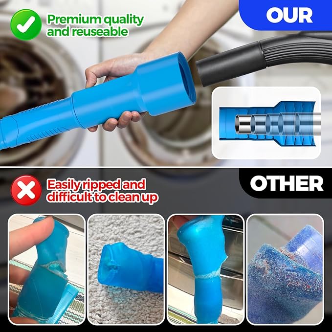 Holikme Dryer Vent Cleaner Kit – Blue Lint Vacuum Attachment | Dryer Vent Vacuum Hose Replacement Parts Reach Deep Inside Vents - Remove Hidden Lint, Speed Drying & Reduce Fire Risk - Image 2