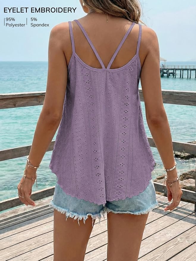 ATHMILE Women's Tank Tops Sleeveless Summer Top Spaghetti Strap Spring Shirt Loose Fit Beach Vacation 2026 Casual - Image 2