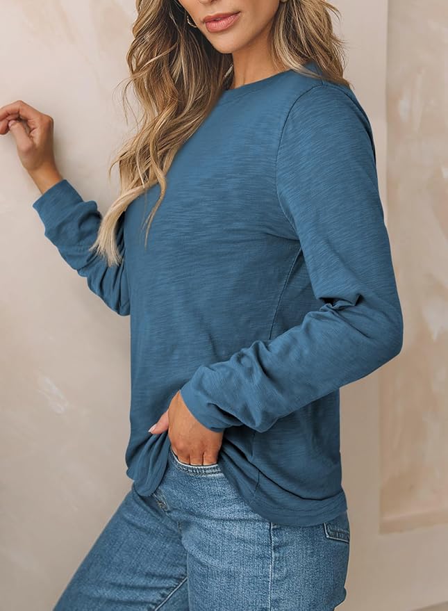 EVALESS Womens Crewneck Long Sleeve Tops Casual Polka Dots Tops Fall 2026 Tshirts Shirts - Image 3