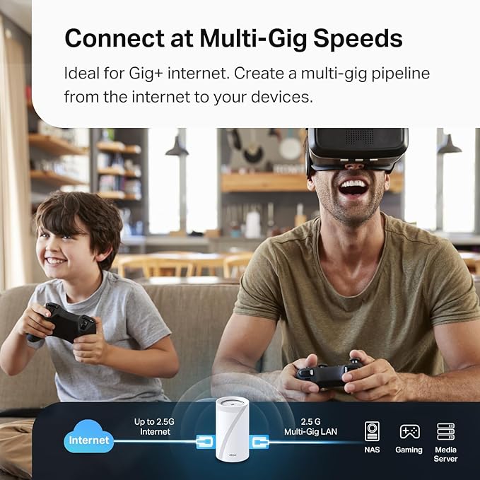 TP-Link Deco 7 Pro BE63 Tri-Band WiFi 7 BE10000 Whole Home Mesh System- 6-Stream 10 Gbps, 4X 2.5G Ports Wired Backhaul, 4X Smart Internal Antennas, VPN, HomeShield, Free Expert Support (1-Pack) - Image 6