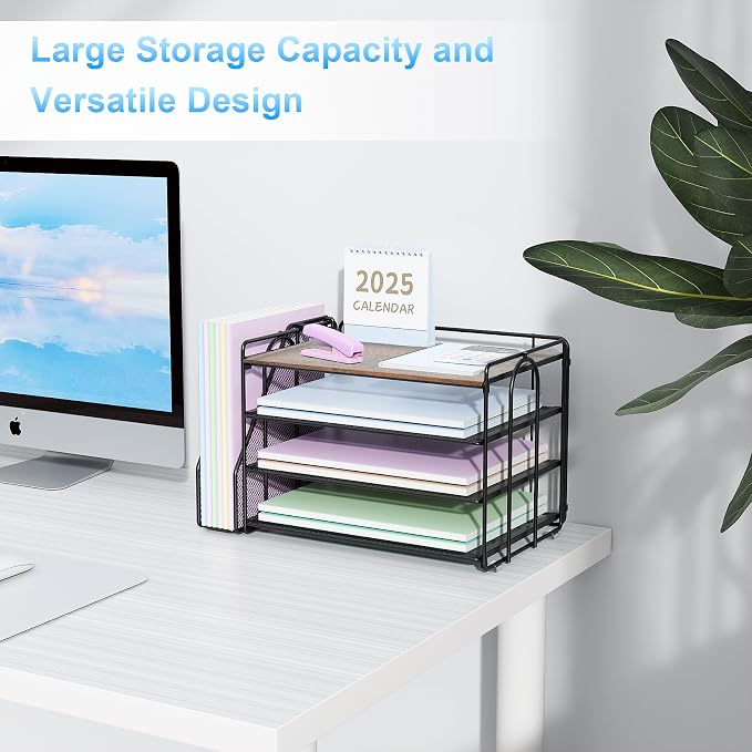 Spacrea Desk Organizers and Accessories, Paper Organizer for Desk with File organizer, Desk Accessories & Workspace Organizers for Catalog & Reference Racks (Wood) - Image 6