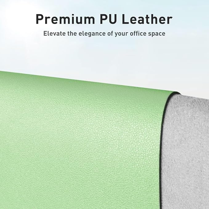 Aothia Leather Desk Pad Protector, Office Desk Mat, Large Mouse Pad, Non-Slip PU Leather Desk Blotter, Laptop Desk Pad, Waterproof Desk Writing Pad for Office and Home (48"x17", Foam Green) - Image 2