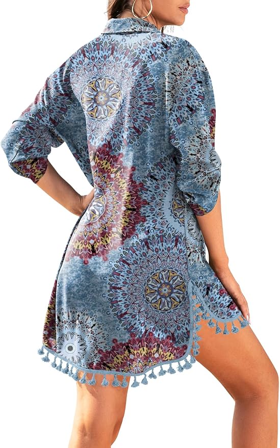 Yincro Women Swimsuit Cover Up Shirt 2026 Tassel Beach Bathing Suit for Swimwear Bikini Dress - Image 2