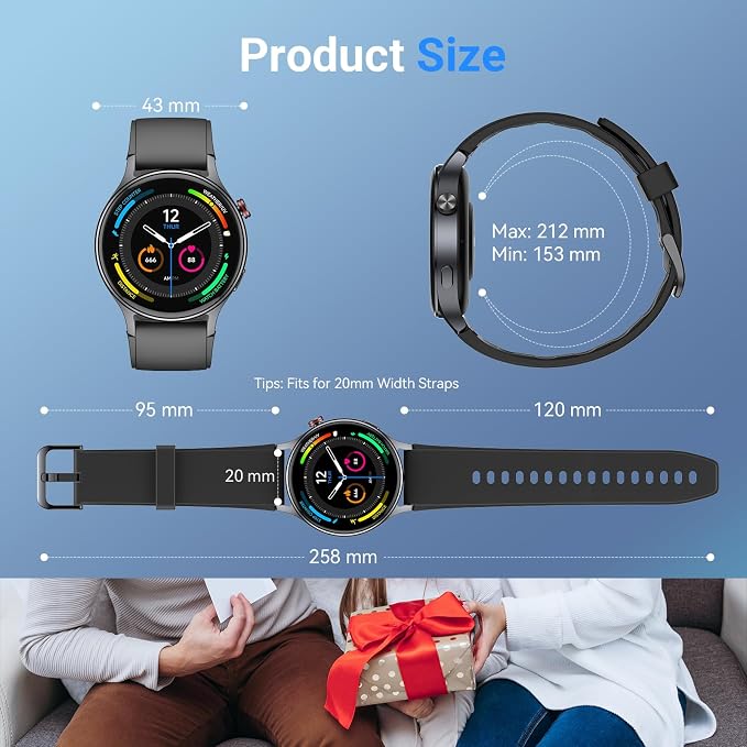 Fitpolo Smart Watch for Men Women,1.3" AMOLED Touchscreen Fitness Tracker, Make/Answer Calls, Heart Rate SpO2 Monitor, 3ATM Waterproof, Sleep & Activity Tracking Smartwatch for Android Phones iPhone - Image 8