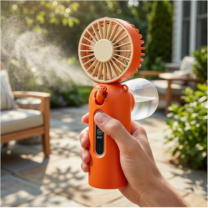 Weljoy Portable Mist Fan Blows Cold Air, 115ml Water Tank, IceMask Cooling Tech, 4000mAh 15H Battery, Handheld Fan for Beach, Music Festivals, Theme Parks, Sports, Outdoor Events, Travel, Summer Gift by Weljoy