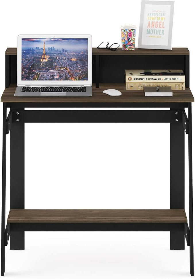 Furinno Simplistic A Frame Computer Desk, 17.9"D x 31.6"W x 35.5"H, Columbia Walnut - Image 4
