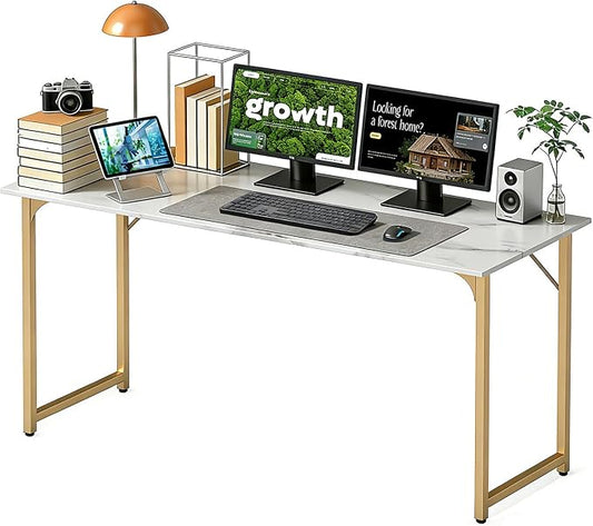BestOffice Computer Desk,Home Office Desk, Modern Simple Style for Home Office Study Writing (Gold, 55 Inch) by BestOffice