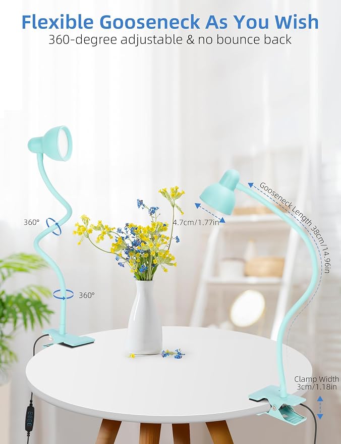 LiFMIRA Reading Light for Bed, Clip-on Desk Lamp 3 Color Modes Teal | 10 Brightness Levels Eye Care Clamp Light Flexible Gooseneck Reading Lamp Clip on Lamp for Bed Headboard Desk Bedside Dorm - Image 5