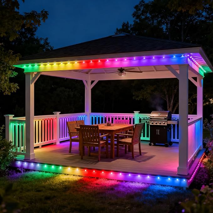 GOESWELL Smart Permanent Outdoor Lights for Patio: IP68 Waterproof Smart Balcony Lights with App & Remote Control - 16ft Garden Fence Light with 25 LED Bulbs for Railing Stair Decor - Image 7