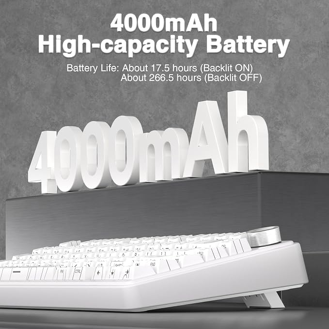 AULA F75 Pro Wireless Mechanical Keyboard with Knob,75% Hot Swappable Custom Gaming Keyboards,RGB Backlit,Pre-lubed Switches,Side Printed PBT Keycaps Creamy Sounding Computer Keyboard, Line White - Image 7