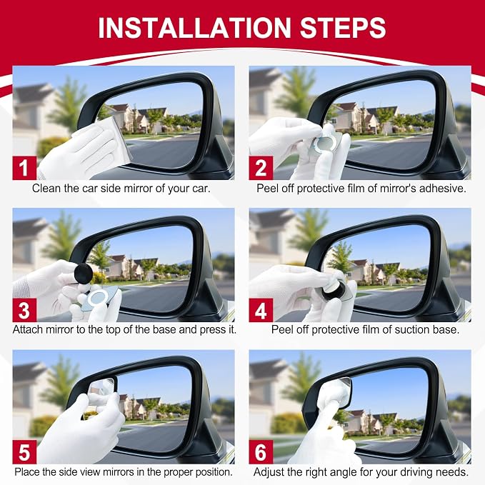 LivTee Blind Spot Mirror，Rhombus Shaped HD Glass Frameless Convex Rear View Mirror with wide angle Adjustable Stick for Cars SUV and Trucks, Pack of 2 - Image 4
