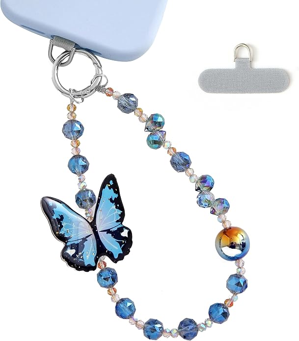 Phone Charm with Beaded Crystals, Anti-Theft Phone Strap, Hands-Free & Detachable Cellphone Lanyard, Cellphone Chain Wristlet with Tether Tab by Spetase