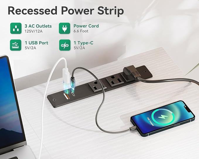 AODK 51 Inch White Computer Desk with Drawers & USB Power Outlets | Reversible Home Office Desk with Storage Shelves, Work from Home, Modern Work/Writing/Study Table for Bedroom, White - Image 5
