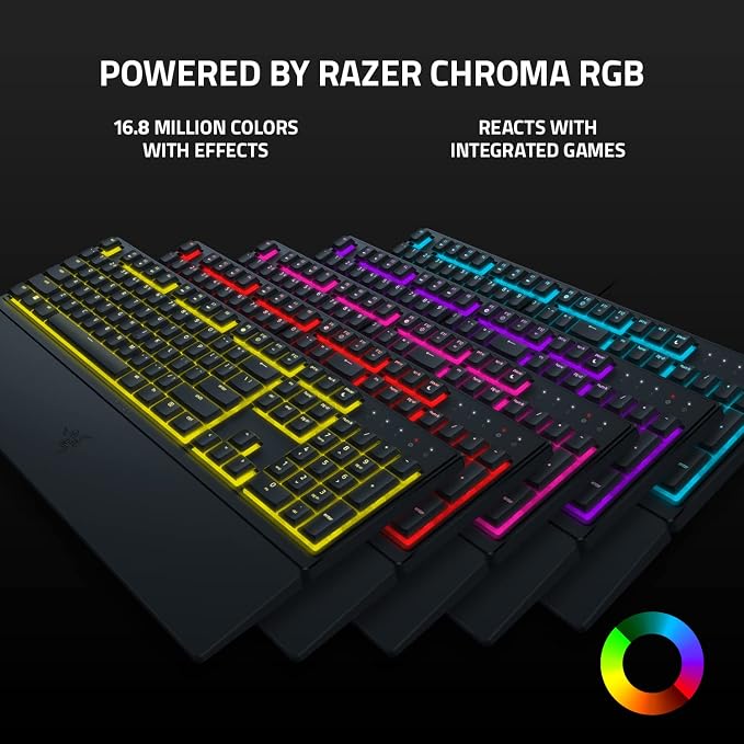 Razer Ornata V3 X Gaming Keyboard: Low-Profile Keys - Silent Membrane Switches - Spill Resistant - Chroma RGB Lighting - Ergonomic Wrist Rest - Classic Black (Renewed) - Image 7