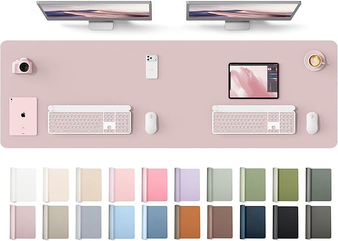YSAGi Leather Desk Protector, Office Mat, Large Mouse Mat, Non-Slip PU Leather Blotter, Laptop Desk Mat, Waterproof Writing Pad for Office and Home(Grayish Lavender, 63" x 17.2") by YSAGi