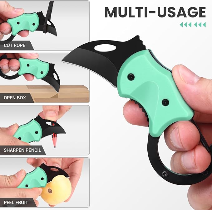 FUNBRO Small Pocket Knife for Men, Edc Knives Tool | Cool Folding Knife Box Cutter with 1.34 Inch Sharp Blade, Great Gift for Men (light Blue) - Image 2