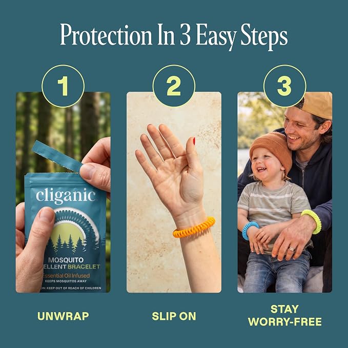 Cliganic 25 Pack Mosquito Repellent Bracelets for Adults & Kids - Natural DEET-Free Bands, Individually Wrapped - Image 7