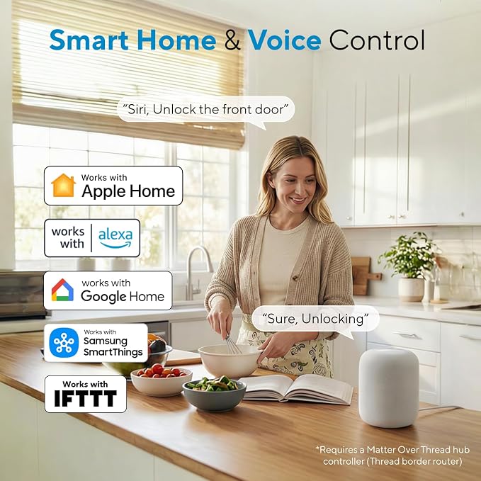 ULTRALOQ Bolt SE Smart Lock, Built-in Wi-Fi, Matter Over Thread, Works with Apple Home, Alexa, Google, 7-in-1 Keyless Entry Deadbolt with Fingerprint ID, App, Code, Remote Control, Gray - Image 4