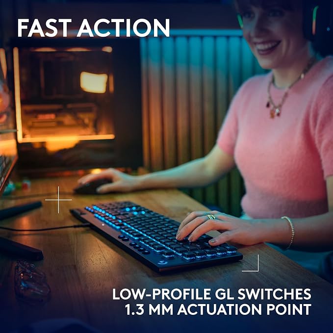 Logitech G915 X Wired Gaming Keyboard (Tactile)- Black | Low Profile, Mechanical Switches, Double-Shot PBT Keycaps, RGB lighting, Aluminum finish, PC/Mac Compatible - Image 3