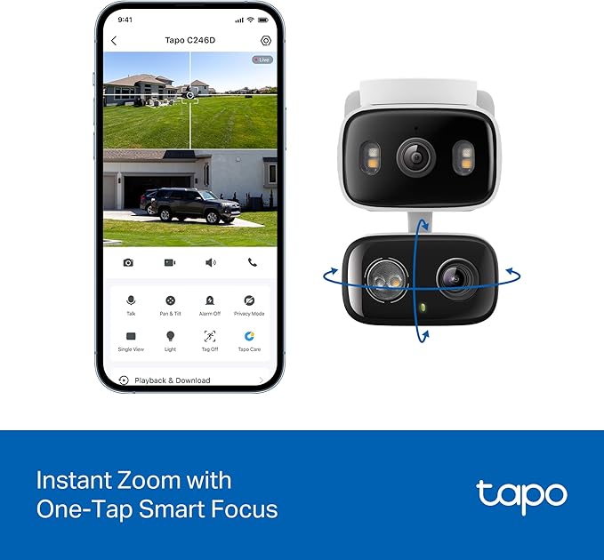 Tapo 2K Indoor/Outdoor Dual Lens Pan/Tilt Wired Security Camera - 125° Wide-Angle View + 6mm Zoom, Motion Track, Person/Vehicle Detection, Local Storage or Optional Cloud, C246D - Image 4