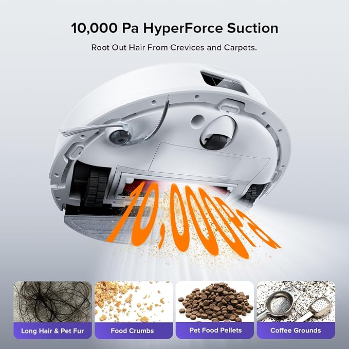 roborock Q10 S5+ Robot Vacuum and Mop, 10,000Pa Suction | Upgraded from Q8 max+, 70-Day Self-Emptying, Obstacle Avoidance, Sonic Mopping, Dual Anti-Tangle Design, Auto Mop Lift, White - Image 4