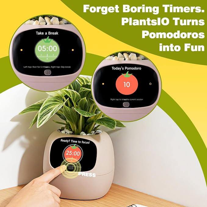 Smart Plant Pot with Visual Display – Soil Moisture, Water Level, Light & Battery Monitor, 80ml Self-Watering Reservoir, Supports 50+ Plants, Pomodoro Timer, Clock & Calendar (Blush) - Image 7