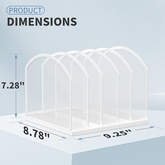Gawerk 5-Section Vertical Desktop Organizer, 6-Section Mesh File Folder Stand Sorter for Office Home Classroom Organization - Image 2