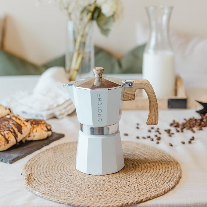 GROSCHE Milano Stovetop Espresso Maker Moka Pot 3 espresso Cup, 5 oz White | Cuban Coffee Maker And Italian Moka Pot For Stovetop Espresso; For Gas, Electric, And Propane Stoves With A Soft-Touch Handle - Image 6