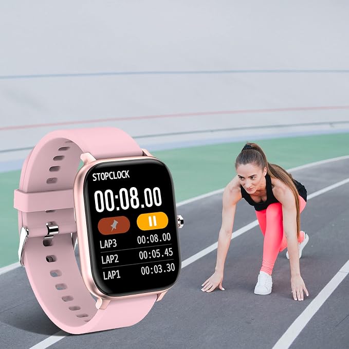 Smart Watch for Men Women Compatible with iPhone Samsung Android Phone 1.69 inch Full Touch Screen IP68 Waterproof Bluetooh Fitness Tracker Heart Rate/Sleep Monitor (Pink) - Image 3