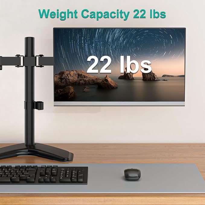 WALI Dual Monitor Stand for Desk, Monitor Stands for 2 Monitors up to 27 inch, Dual Monitors Mount Fits up to 22lbs, Free Standing Full Motion Dual Monitors Arm for Desk (MF002), Black - Image 7