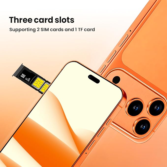 Unlocked 4G LTE Android Phone, 6.6-inch Screen, 3GB RAM + 16GB ROM/TF 256GB, Dual SIM, Dual Camera, Suitable for Beginners (97orange) - Image 6