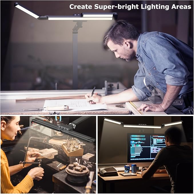 Airlonv LED Desk Lamp with Clamp, Architect Desk Lamp for Home Office with Remote, 24W Ultra-Bright Desk Light with Stepless Dimming and Stepless Color Temp, Memory Function for Study and Workbench - Image 7