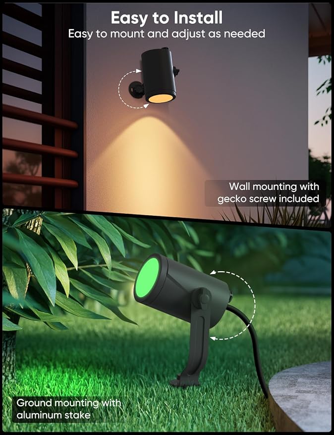 APPECK Smart Landscape Lighting Kit 36W, 6 Pack Outdoor Spot Lights RGBCW | Color Changing Landscape Lights, IP65 Waterproof, for Garden Pathway Yard, Daily Holiday Decor, Google Assitant Compatible - Image 7