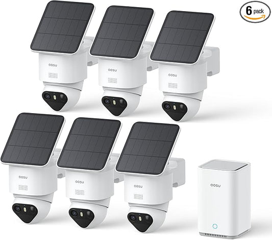 aosu T2 Ultra 4K Security Cameras Wireless Outdoor, 6 Cam Kit, Smart Home Security System with TrueColor Night Vision, AI Recognition & 360° Motion Tracking, Solar Power, Expandable 1TB Local Storage by AOSUSecurityOfficial