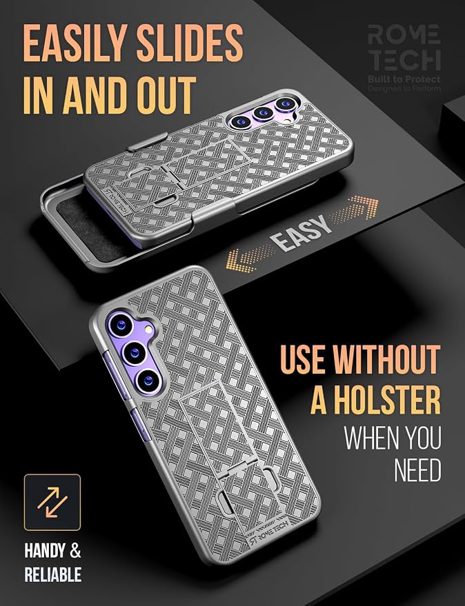 Designed for Samsung Galaxy S24 Plus Case with Belt Clip Holster | Rugged Holster & Protective Phone Case Combo with Anti-Slip Texture - Black - Image 4