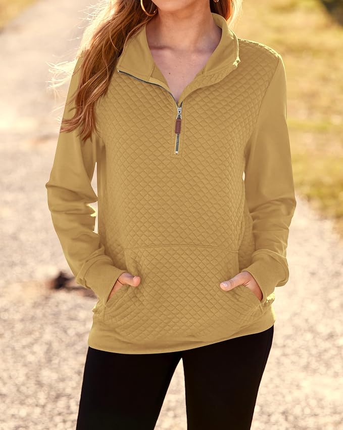 BTFBM Women Fashion Quilted Pattern Lightweight Zipper Long Sleeve Plain Casual Ladies Sweatshirts Pullovers Shirts Tops - Image 7