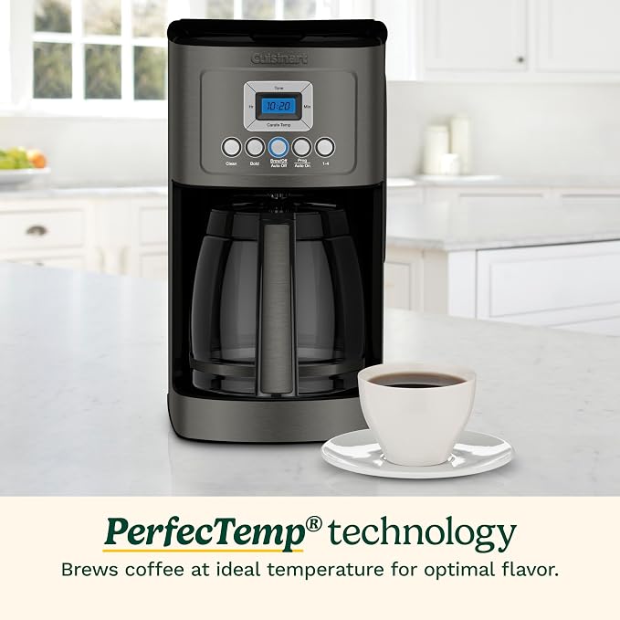 Cuisinart 14-Cup Coffee Maker, Programmable PerfecTemp Glass Carafe Coffee Machine with 1-4 Cup Setting, Brew Strength Control and Pause, Stainless Steel, DCC-3200BKSNAS, Black | 14-Cup Glass Carafe, Perfectemp Heating, 24-Hour Programmability, Brew St... - Image 3