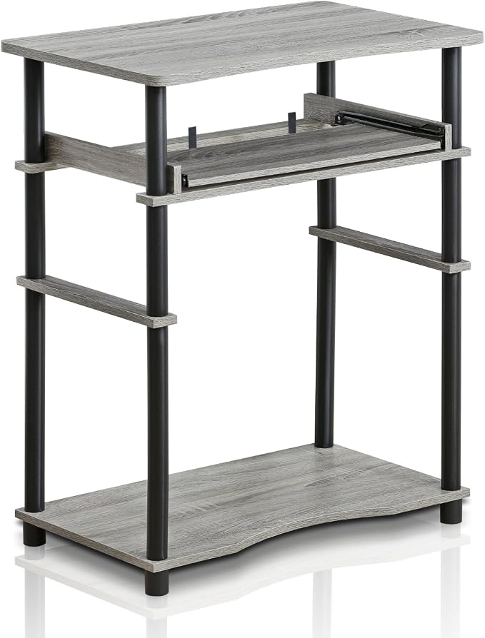Furinno 10016GYW/BK Home Laptop Notebook Computer Desk, French Oak Grey/Black - Image 4