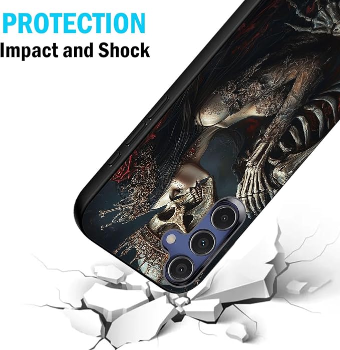 Designed for Galaxy S25 FE Phone Case,Slim Silicone Shockproof Protective Case for Galaxy S25 FE 6.7 inch,Skeleton Couple Love Scene - Image 2