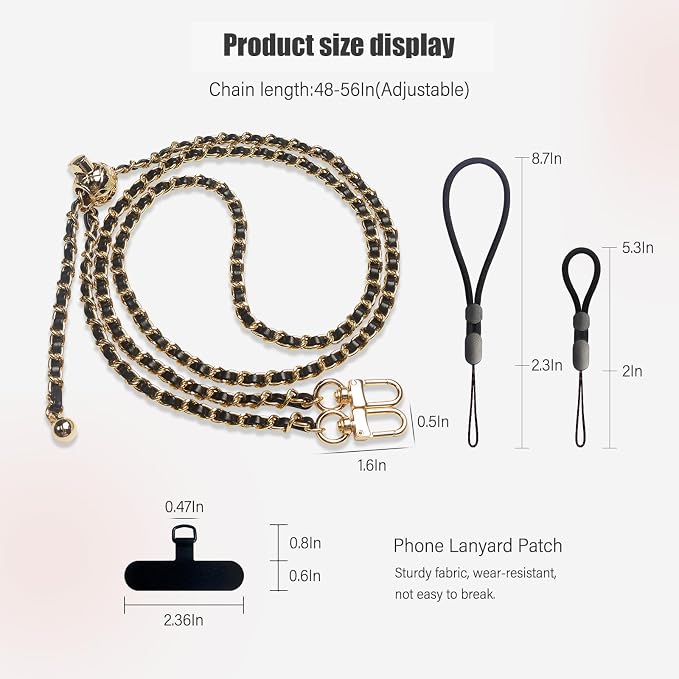 Phone crossbody strap, 2× Pads,1× Leather Phone Strap,1× Phone Wrist Strap,1× Adjustable Finger Strap,Universal Crossbody Patch Phone Lanyards,Compatible with Most Smart, phone lanyard(purple) - Image 2