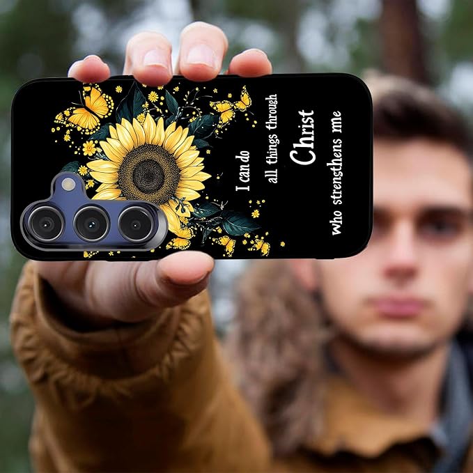 Designed for Galaxy S25 FE Phone Case,Slim Silicone Shockproof Protective Case for Galaxy S25 FE 6.7 inch,Sunflower Butterflies - Image 4