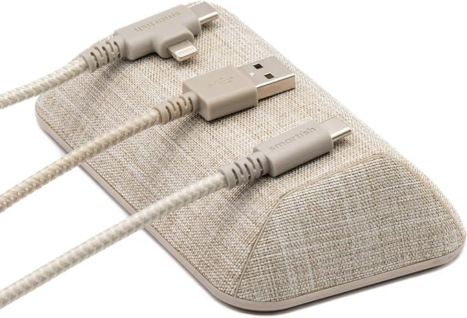Smartish® Magnetic Cord Holder - Bigger Cable Wrangler Organizer with Magnet Clips for Charger Management on Desktop, Nightstand - Holds 6+ Cables - Lightly Toasted Beige by Smartish-PhoneCasesandStuff